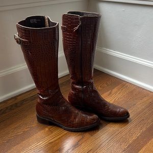 Franco Sarto crocodile embossed tall boots